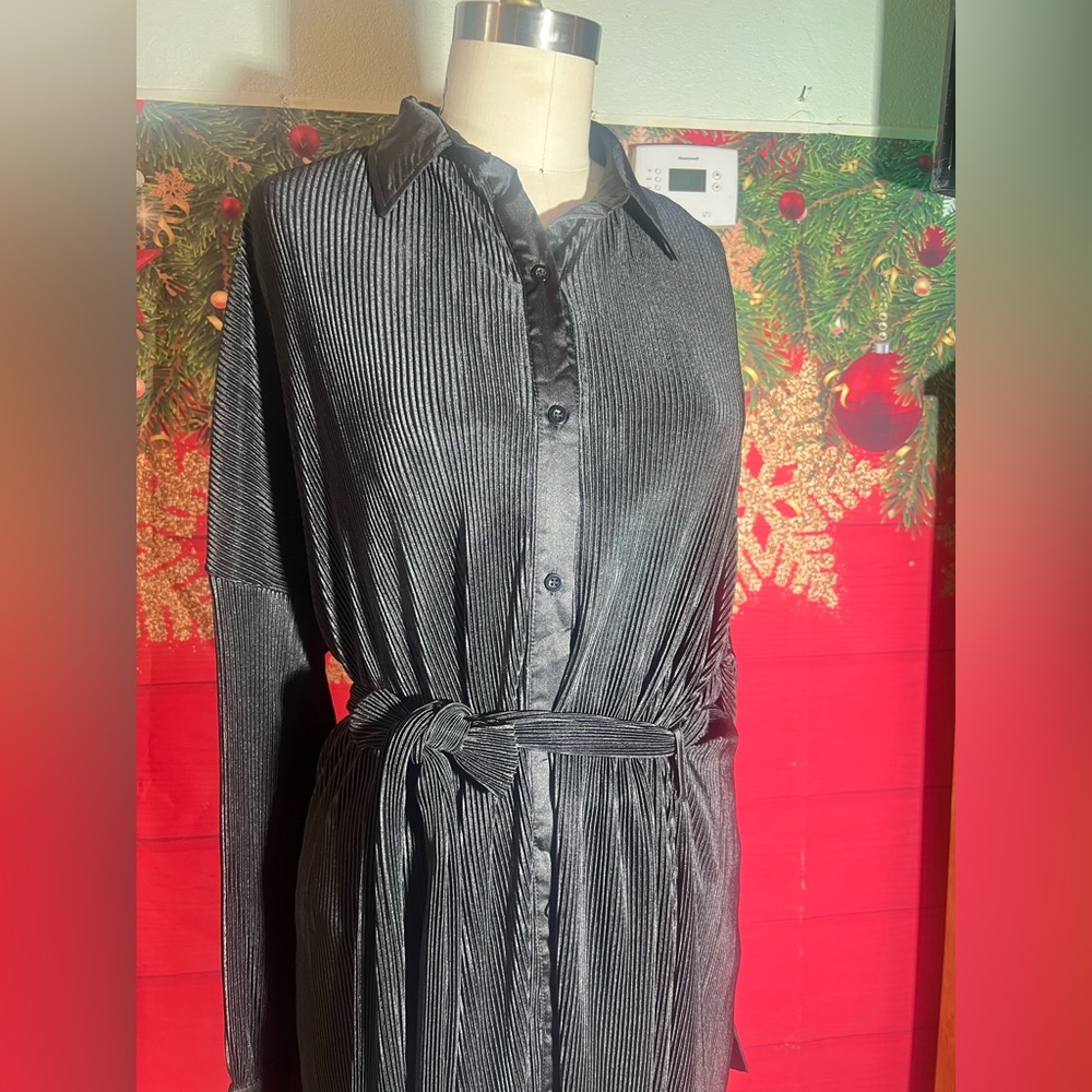 Elegant Black Pleated Dress